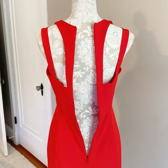 Milly Red Cutout Sheath Dress Size 4 – Fitted Cocktail Party Dress - Picture 8 of 9